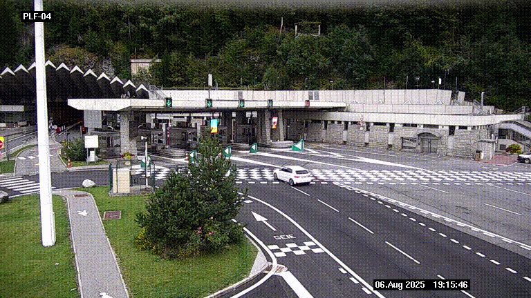 Webcam au péage du tunnel du Mont-Blanc, côté entrée France à Chamonix, au bout de l'A40