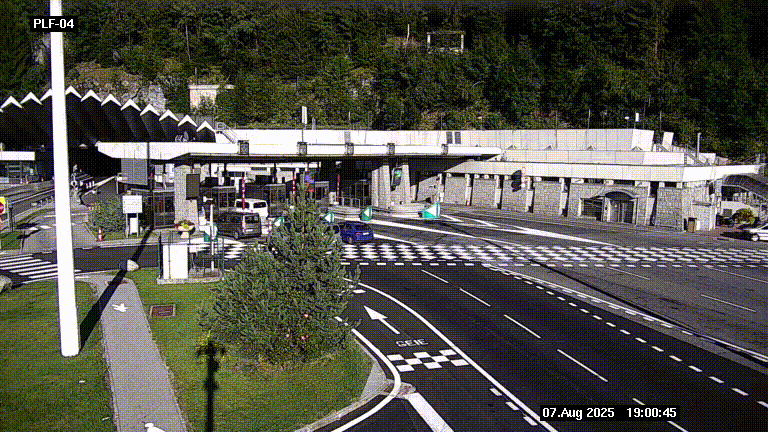 Webcam au péage du tunnel du Mont-Blanc, côté entrée France à Chamonix, au bout de l'A40