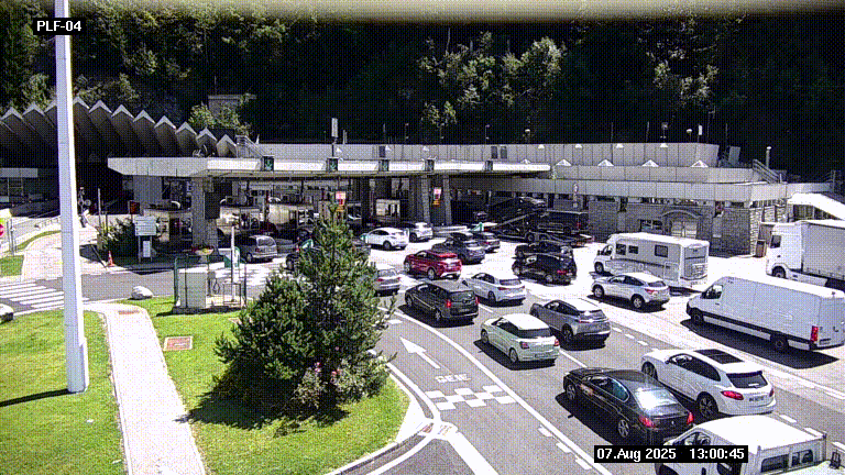 Webcam au péage du tunnel du Mont-Blanc, côté entrée France à Chamonix, au bout de l'A40