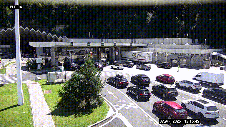Webcam au péage du tunnel du Mont-Blanc, côté entrée France à Chamonix, au bout de l'A40