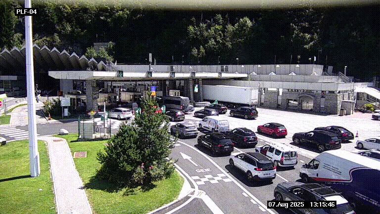 Webcam au péage du tunnel du Mont-Blanc, côté entrée France à Chamonix, au bout de l'A40