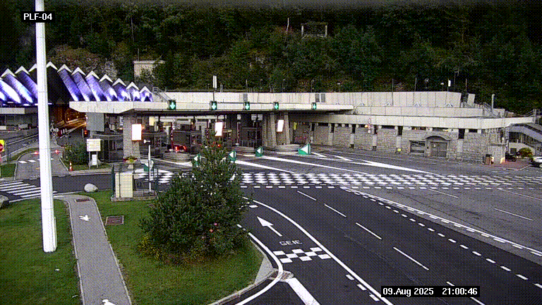 Webcam au péage du tunnel du Mont-Blanc, côté entrée France à Chamonix, au bout de l'A40