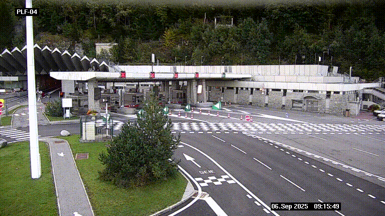 Webcam au péage du tunnel du Mont-Blanc, côté entrée France à Chamonix, au bout de l'A40