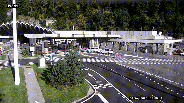 Webcam au péage du tunnel du Mont-Blanc, côté entrée France à Chamonix, au bout de l'A40