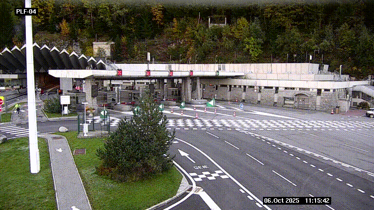 Webcam au péage du tunnel du Mont-Blanc, côté entrée France à Chamonix, au bout de l'A40
