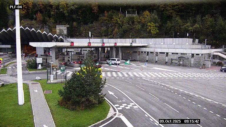 Webcam au péage du tunnel du Mont-Blanc, côté entrée France à Chamonix, au bout de l'A40