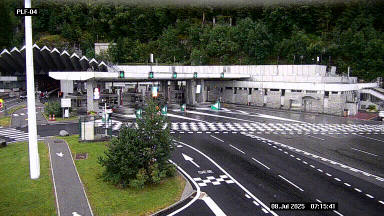 Webcam au péage du tunnel du Mont-Blanc, côté entrée France à Chamonix, au bout de l'A40