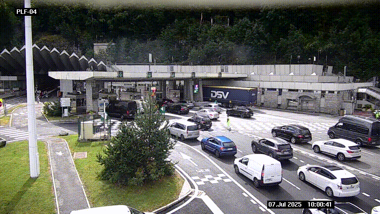Webcam au péage du tunnel du Mont-Blanc, côté entrée France à Chamonix, au bout de l'A40