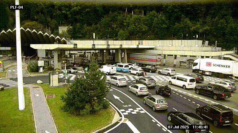 Webcam au péage du tunnel du Mont-Blanc, côté entrée France à Chamonix, au bout de l'A40