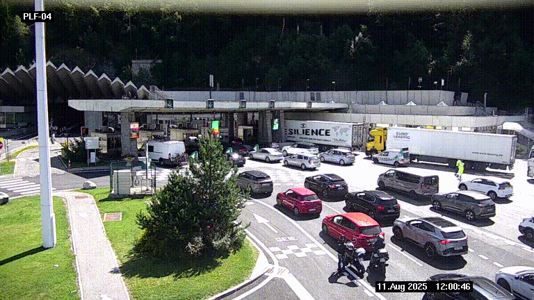 Webcam au péage du tunnel du Mont-Blanc, côté entrée France à Chamonix, au bout de l'A40