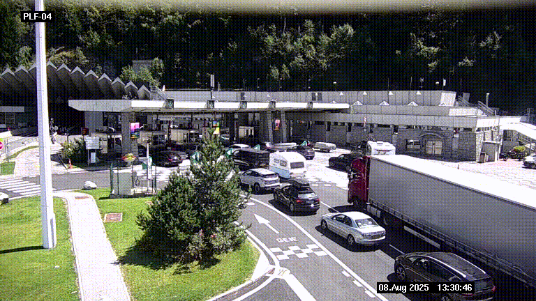 Webcam au péage du tunnel du Mont-Blanc, côté entrée France à Chamonix, au bout de l'A40