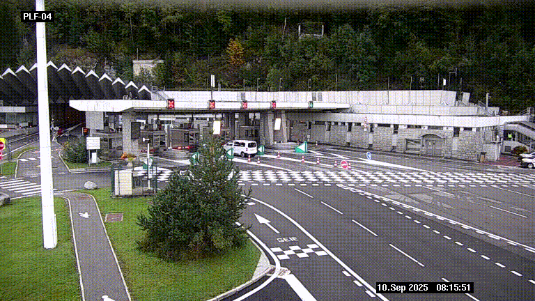 Webcam au péage du tunnel du Mont-Blanc, côté entrée France à Chamonix, au bout de l'A40