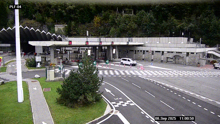 Webcam au péage du tunnel du Mont-Blanc, côté entrée France à Chamonix, au bout de l'A40