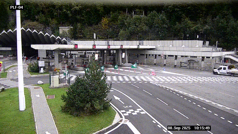 Webcam au péage du tunnel du Mont-Blanc, côté entrée France à Chamonix, au bout de l'A40
