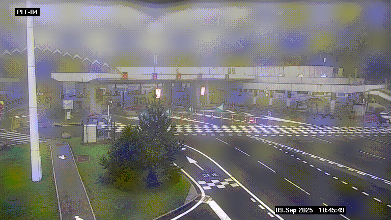 Webcam au péage du tunnel du Mont-Blanc, côté entrée France à Chamonix, au bout de l'A40