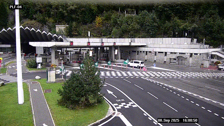 Webcam au péage du tunnel du Mont-Blanc, côté entrée France à Chamonix, au bout de l'A40