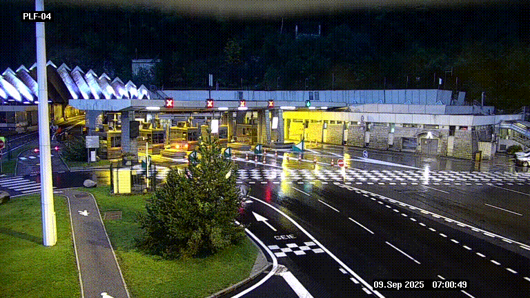 Webcam au péage du tunnel du Mont-Blanc, côté entrée France à Chamonix, au bout de l'A40