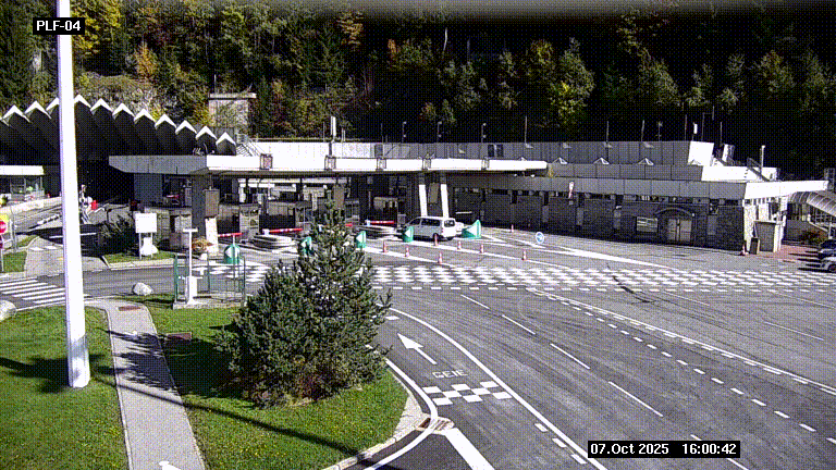 Webcam au péage du tunnel du Mont-Blanc, côté entrée France à Chamonix, au bout de l'A40