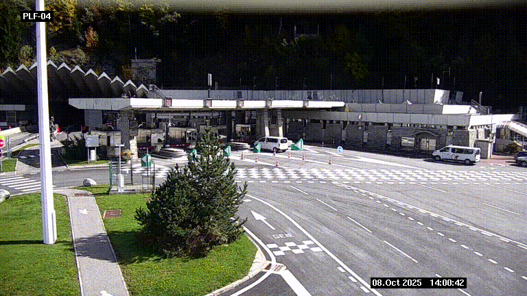Webcam au péage du tunnel du Mont-Blanc, côté entrée France à Chamonix, au bout de l'A40