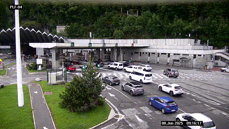 Webcam au péage du tunnel du Mont-Blanc, côté entrée France à Chamonix, au bout de l'A40