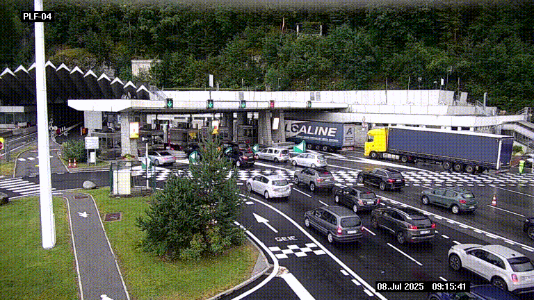 Webcam au péage du tunnel du Mont-Blanc, côté entrée France à Chamonix, au bout de l'A40