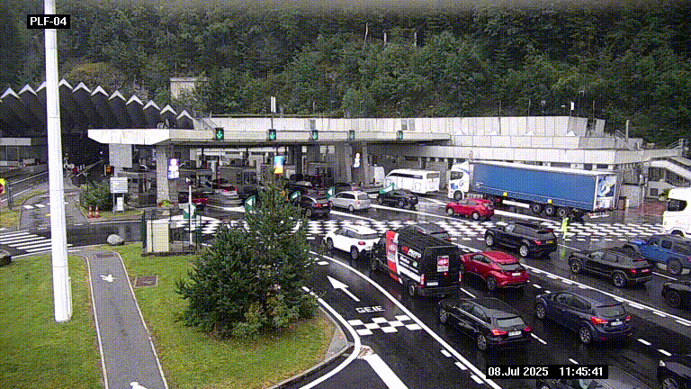 Webcam au péage du tunnel du Mont-Blanc, côté entrée France à Chamonix, au bout de l'A40