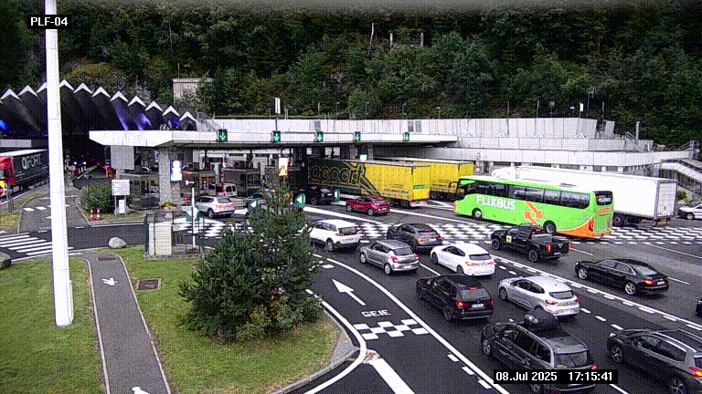 Webcam au péage du tunnel du Mont-Blanc, côté entrée France à Chamonix, au bout de l'A40