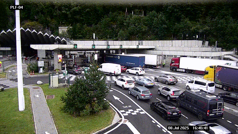 Webcam au péage du tunnel du Mont-Blanc, côté entrée France à Chamonix, au bout de l'A40