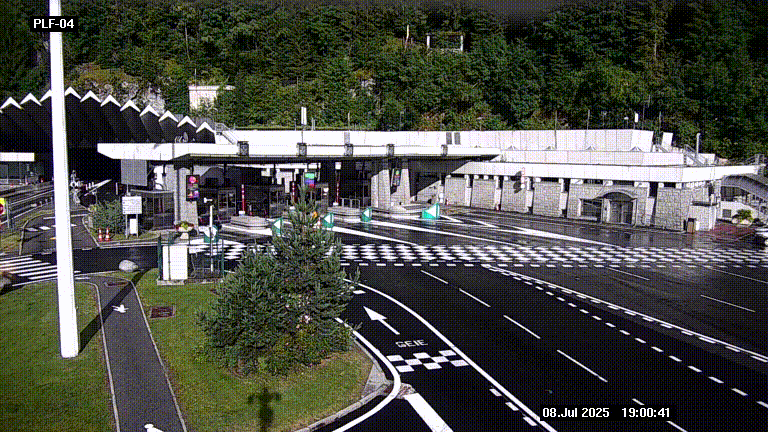Webcam au péage du tunnel du Mont-Blanc, côté entrée France à Chamonix, au bout de l'A40