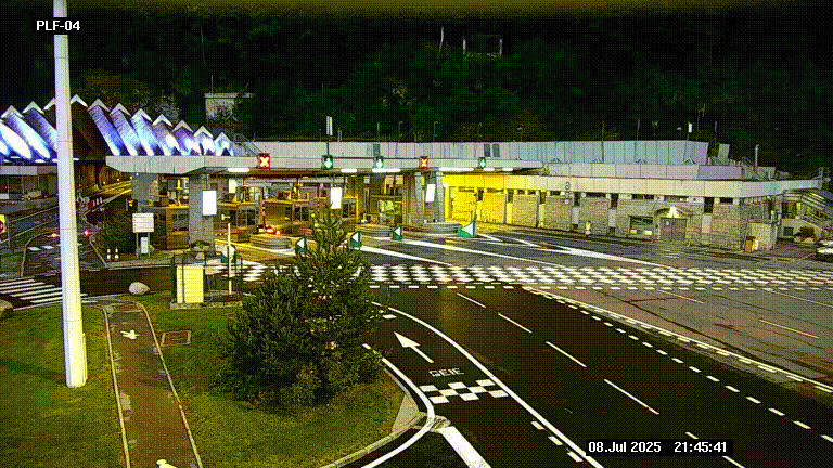 Webcam au péage du tunnel du Mont-Blanc, côté entrée France à Chamonix, au bout de l'A40