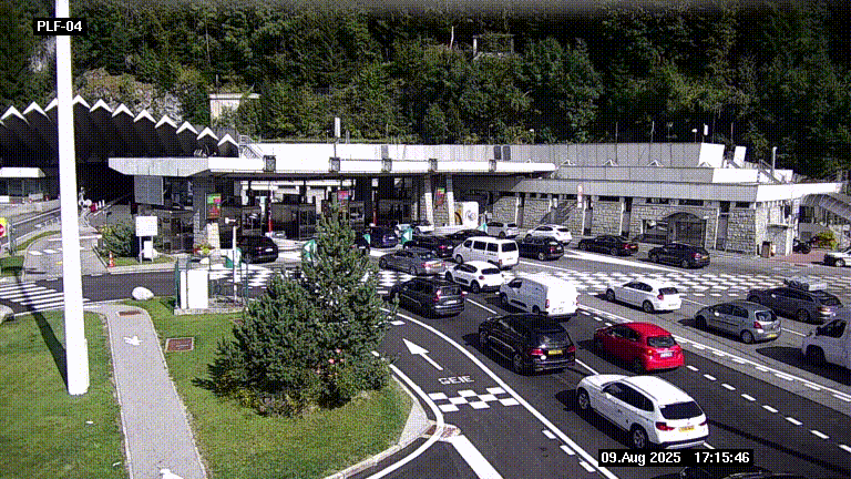 Webcam au péage du tunnel du Mont-Blanc, côté entrée France à Chamonix, au bout de l'A40