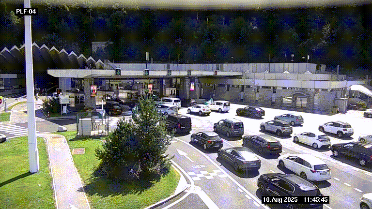 Webcam au péage du tunnel du Mont-Blanc, côté entrée France à Chamonix, au bout de l'A40