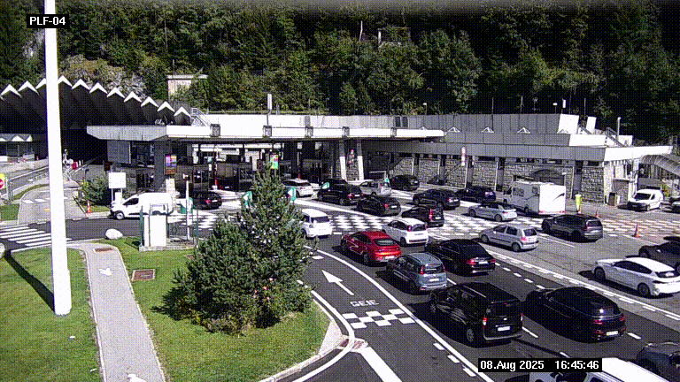 Webcam au péage du tunnel du Mont-Blanc, côté entrée France à Chamonix, au bout de l'A40