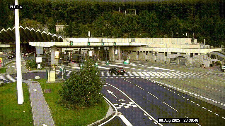 Webcam au péage du tunnel du Mont-Blanc, côté entrée France à Chamonix, au bout de l'A40
