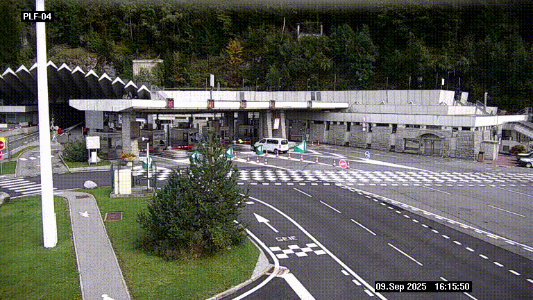 Webcam au péage du tunnel du Mont-Blanc, côté entrée France à Chamonix, au bout de l'A40