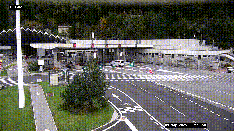 Webcam au péage du tunnel du Mont-Blanc, côté entrée France à Chamonix, au bout de l'A40