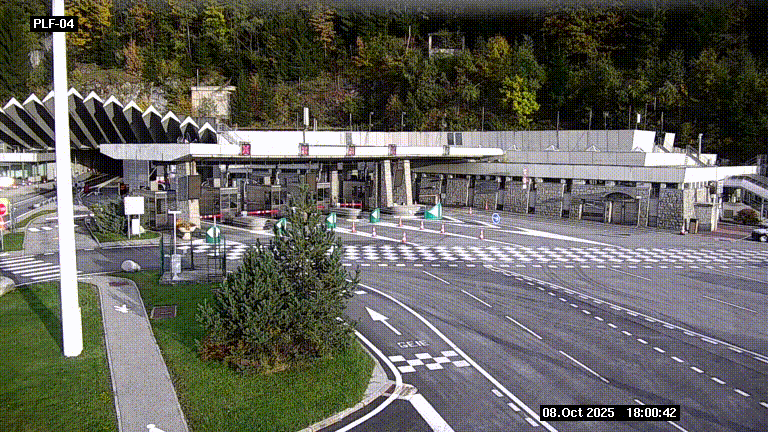 Webcam au péage du tunnel du Mont-Blanc, côté entrée France à Chamonix, au bout de l'A40