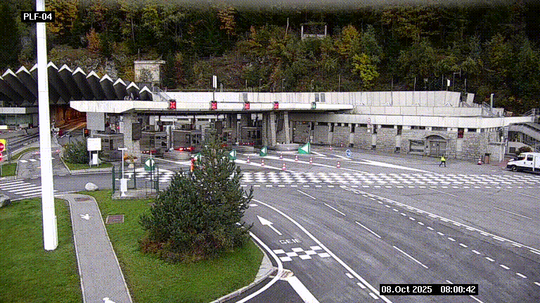 Webcam au péage du tunnel du Mont-Blanc, côté entrée France à Chamonix, au bout de l'A40