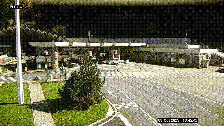 Webcam au péage du tunnel du Mont-Blanc, côté entrée France à Chamonix, au bout de l'A40