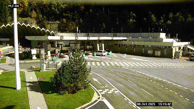 Webcam au péage du tunnel du Mont-Blanc, côté entrée France à Chamonix, au bout de l'A40