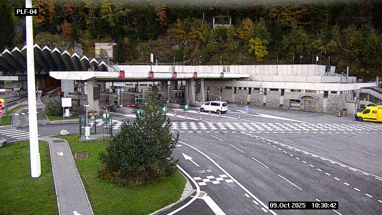 Webcam au péage du tunnel du Mont-Blanc, côté entrée France à Chamonix, au bout de l'A40