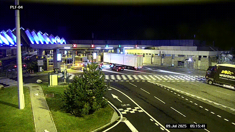 Webcam au péage du tunnel du Mont-Blanc, côté entrée France à Chamonix, au bout de l'A40