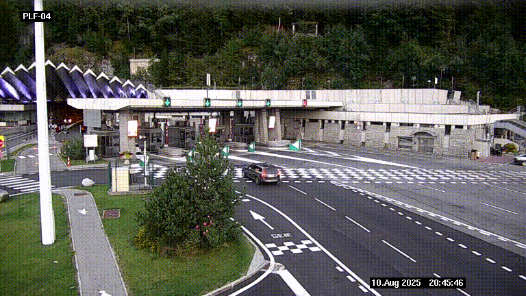 Webcam au péage du tunnel du Mont-Blanc, côté entrée France à Chamonix, au bout de l'A40
