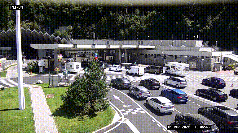 Webcam au péage du tunnel du Mont-Blanc, côté entrée France à Chamonix, au bout de l'A40