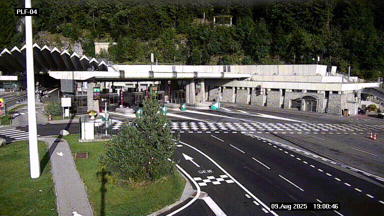 Webcam au péage du tunnel du Mont-Blanc, côté entrée France à Chamonix, au bout de l'A40