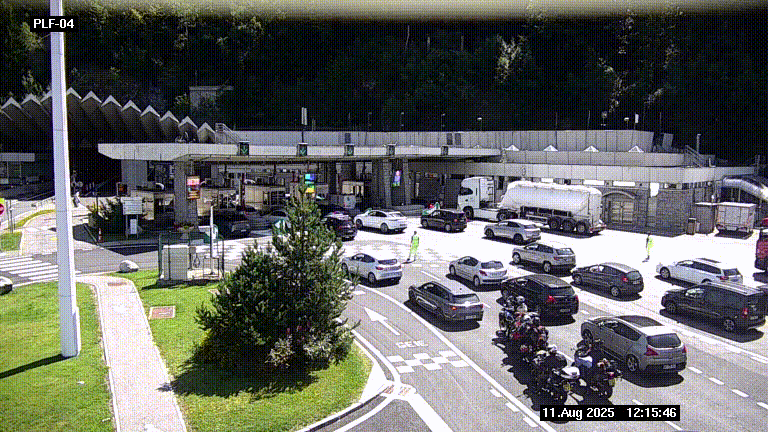 Webcam au péage du tunnel du Mont-Blanc, côté entrée France à Chamonix, au bout de l'A40