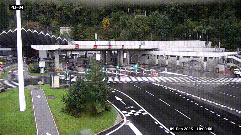 Webcam au péage du tunnel du Mont-Blanc, côté entrée France à Chamonix, au bout de l'A40