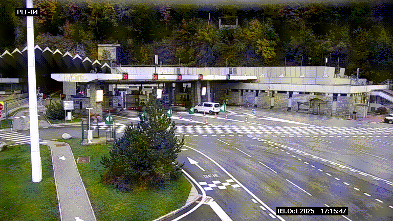 Webcam au péage du tunnel du Mont-Blanc, côté entrée France à Chamonix, au bout de l'A40