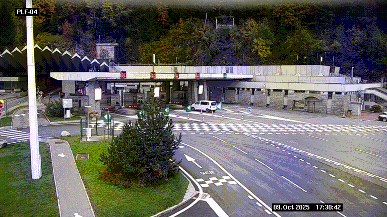 Webcam au péage du tunnel du Mont-Blanc, côté entrée France à Chamonix, au bout de l'A40