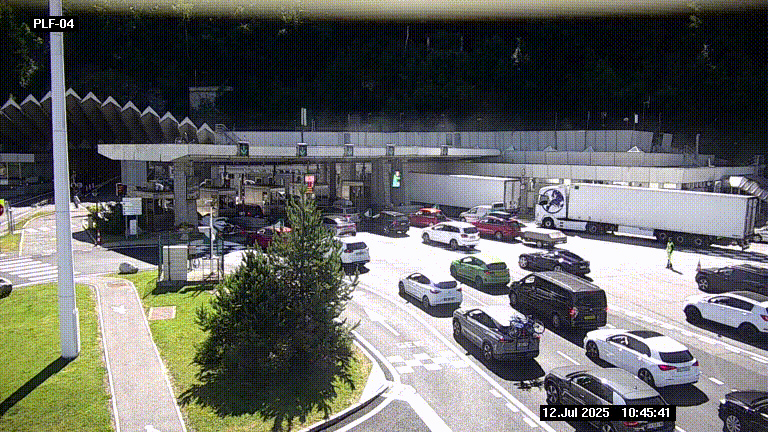 Webcam au péage du tunnel du Mont-Blanc, côté entrée France à Chamonix, au bout de l'A40